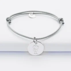 Sale HappyBulle Bracelet personnalisé médaille gravée argent dormeuse 15mm Argent rhodié 925