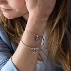 Sale HappyBulle Bracelet personnalisé médaille gravée argent dormeuse 15mm Argent rhodié 925