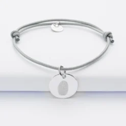 Sale HappyBulle Bracelet personnalisé médaille gravée argent dormeuse 15mm Argent rhodié 925