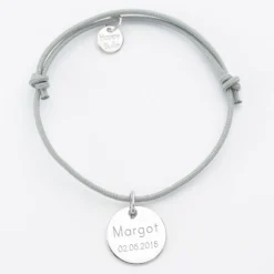 Sale HappyBulle Bracelet personnalisé médaille gravée argent dormeuse 15mm Argent rhodié 925