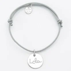 Sale HappyBulle Bracelet personnalisé médaille gravée argent dormeuse 15mm Argent rhodié 925