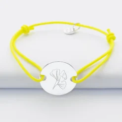 HappyBulle Bracelet personnalisé médaille gravée argent 2 trous 20mm