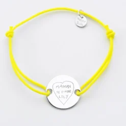 HappyBulle Bracelet personnalisé médaille gravée argent 2 trous 20mm