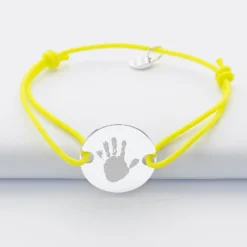 HappyBulle Bracelet personnalisé médaille gravée argent 2 trous 20mm