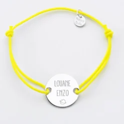 HappyBulle Bracelet personnalisé médaille gravée argent 2 trous 20mm