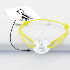 HappyBulle Bracelet personnalisé médaille gravée argent 2 trous 20mm