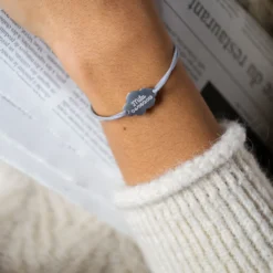 Best HappyBulle Bracelet personnalisé médaille gravée argent nuage 2 trous 20x14 mm Argent rhodié 925