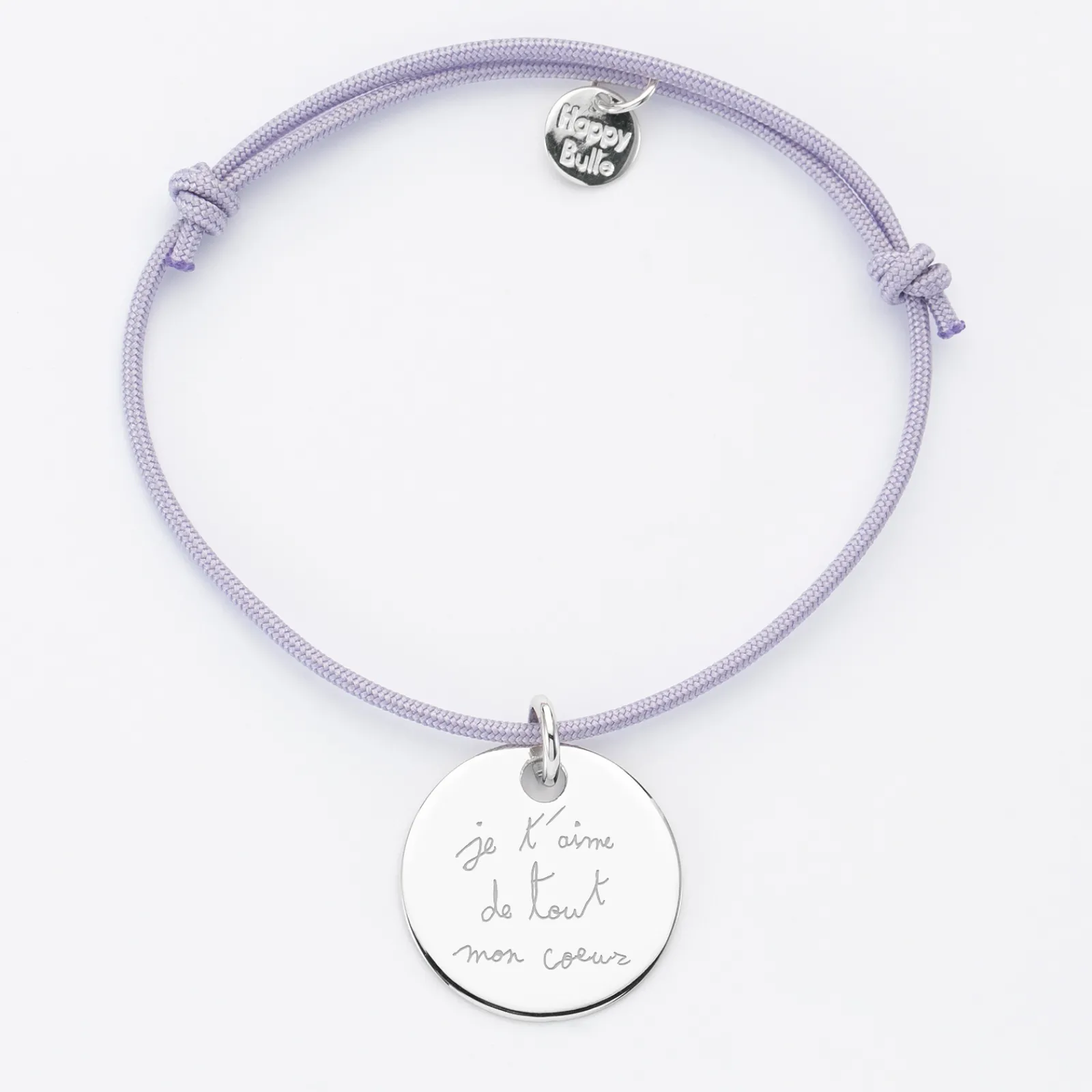 HappyBulle Bracelet personnalisé médaille gravée argent dormeuse 19mm Argent rhodié 925