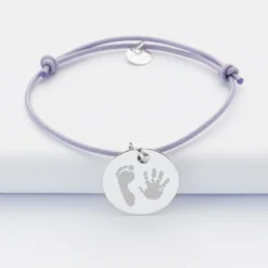 HappyBulle Bracelet personnalisé médaille gravée argent dormeuse 19mm Argent rhodié 925