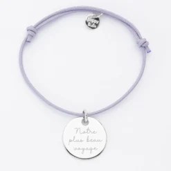 HappyBulle Bracelet personnalisé médaille gravée argent dormeuse 19mm Argent rhodié 925