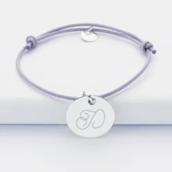 HappyBulle Bracelet personnalisé médaille gravée argent dormeuse 19mm Argent rhodié 925