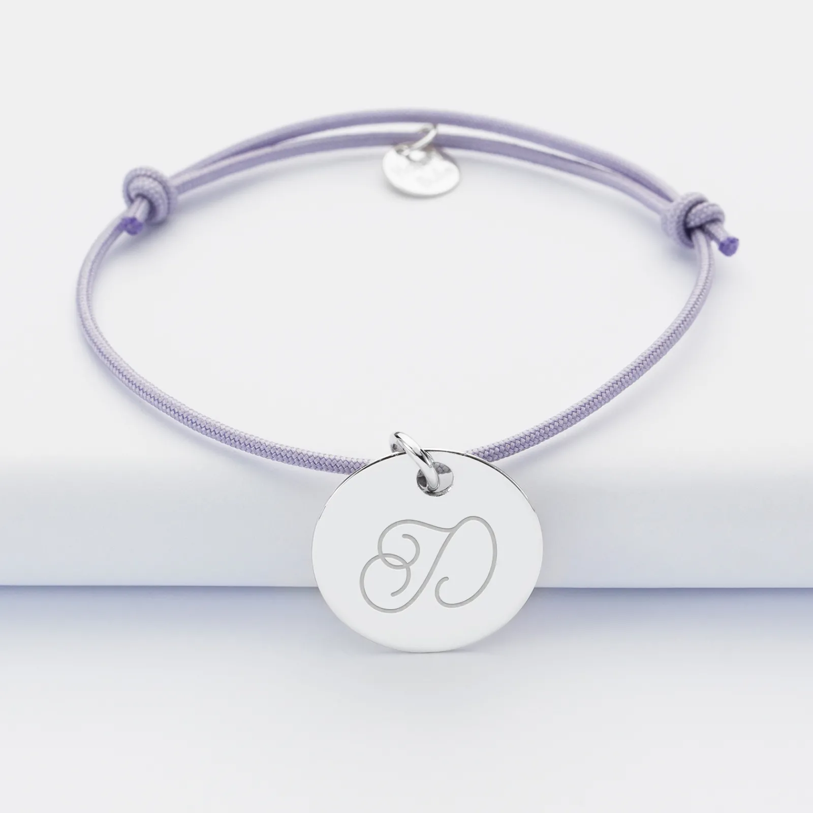 HappyBulle Bracelet personnalisé médaille gravée argent dormeuse 19mm Argent rhodié 925