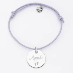 HappyBulle Bracelet personnalisé médaille gravée argent dormeuse 19mm Argent rhodié 925