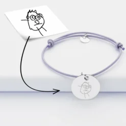 HappyBulle Bracelet personnalisé médaille gravée argent dormeuse 19mm Argent rhodié 925