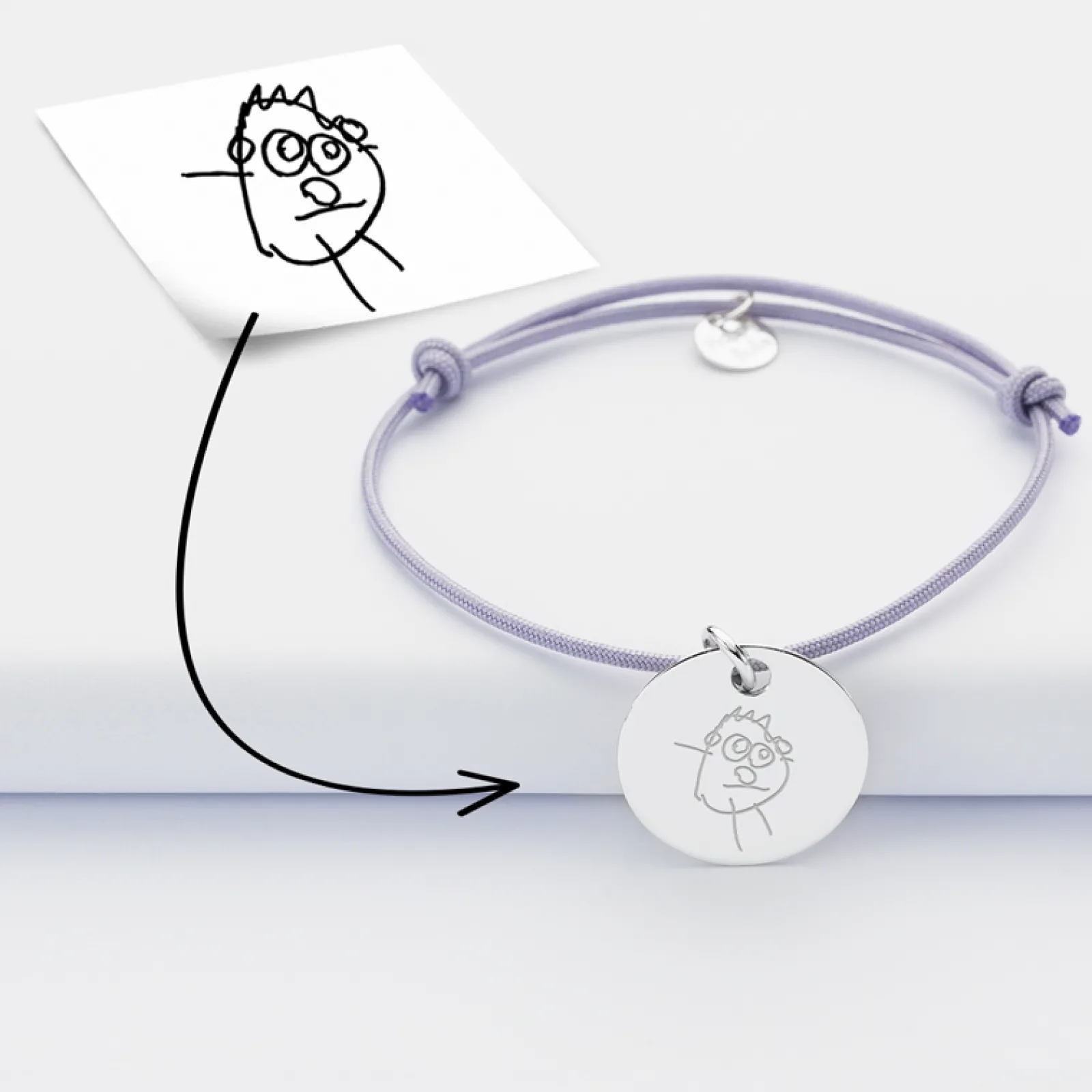 HappyBulle Bracelet personnalisé médaille gravée argent dormeuse 19mm Argent rhodié 925