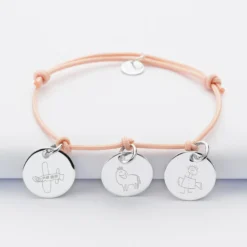 Sale HappyBulle Bracelet personnalisé 3 médailles gravées argent 15 mm