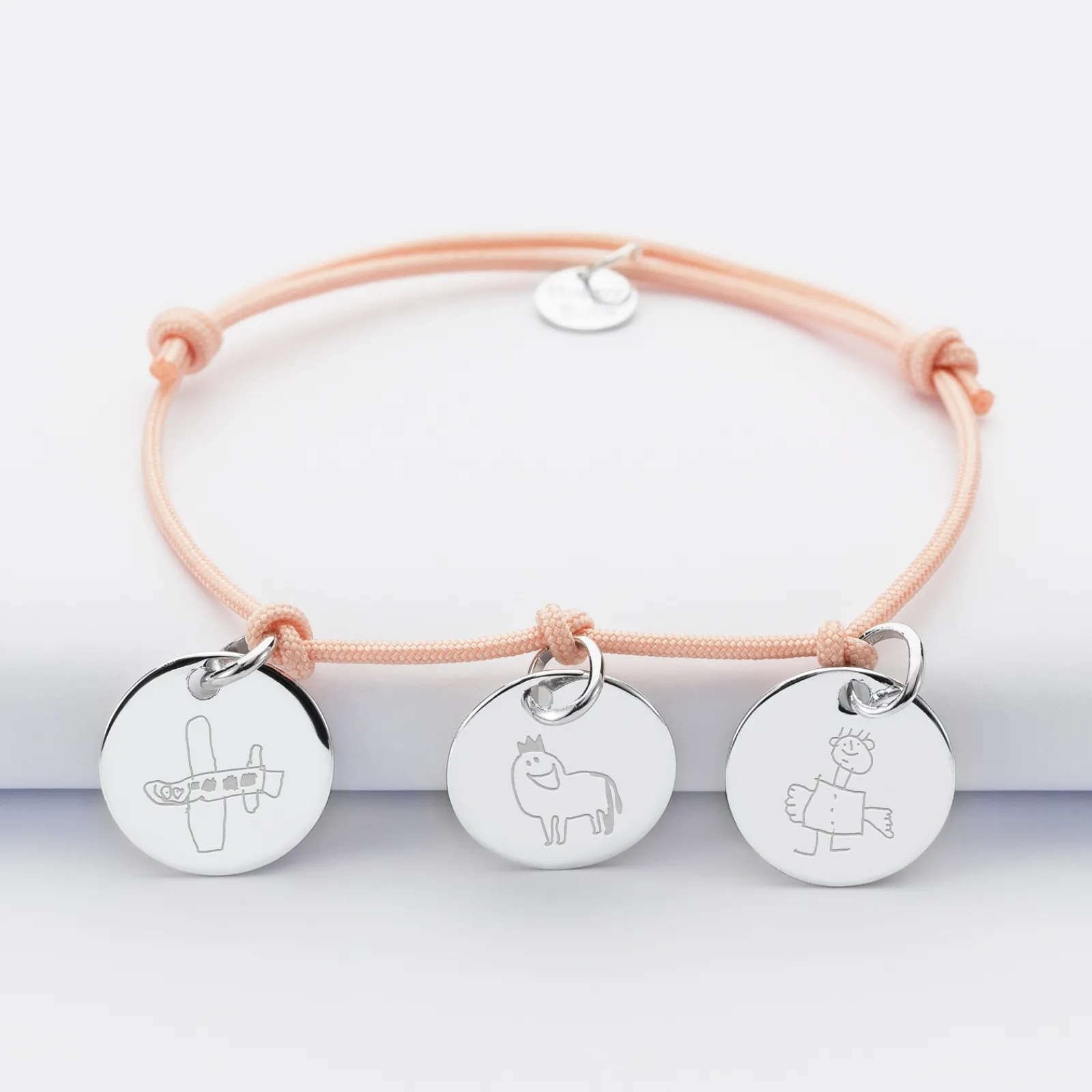 Sale HappyBulle Bracelet personnalisé 3 médailles gravées argent 15 mm
