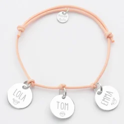 Sale HappyBulle Bracelet personnalisé 3 médailles gravées argent 15 mm