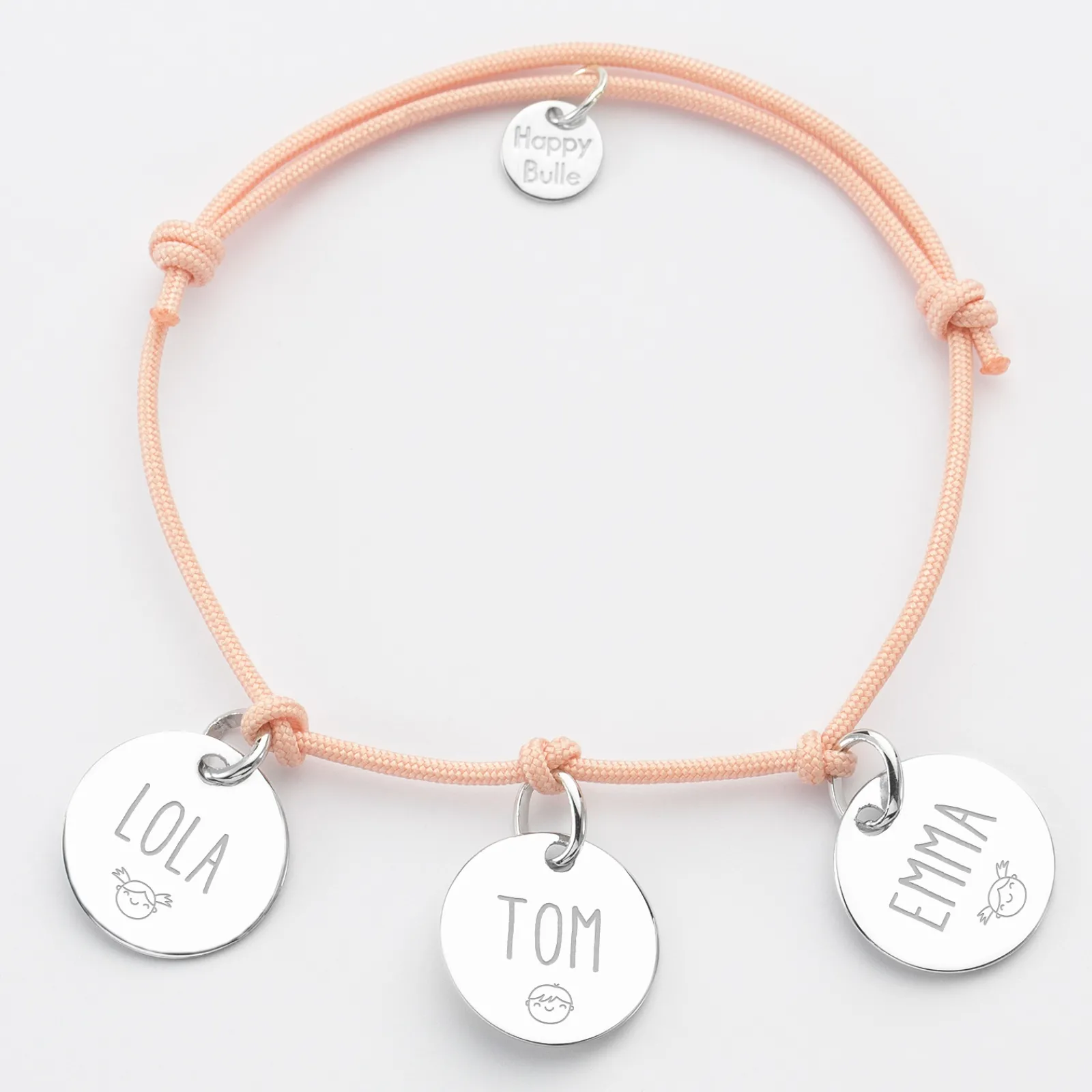 Sale HappyBulle Bracelet personnalisé 3 médailles gravées argent 15 mm