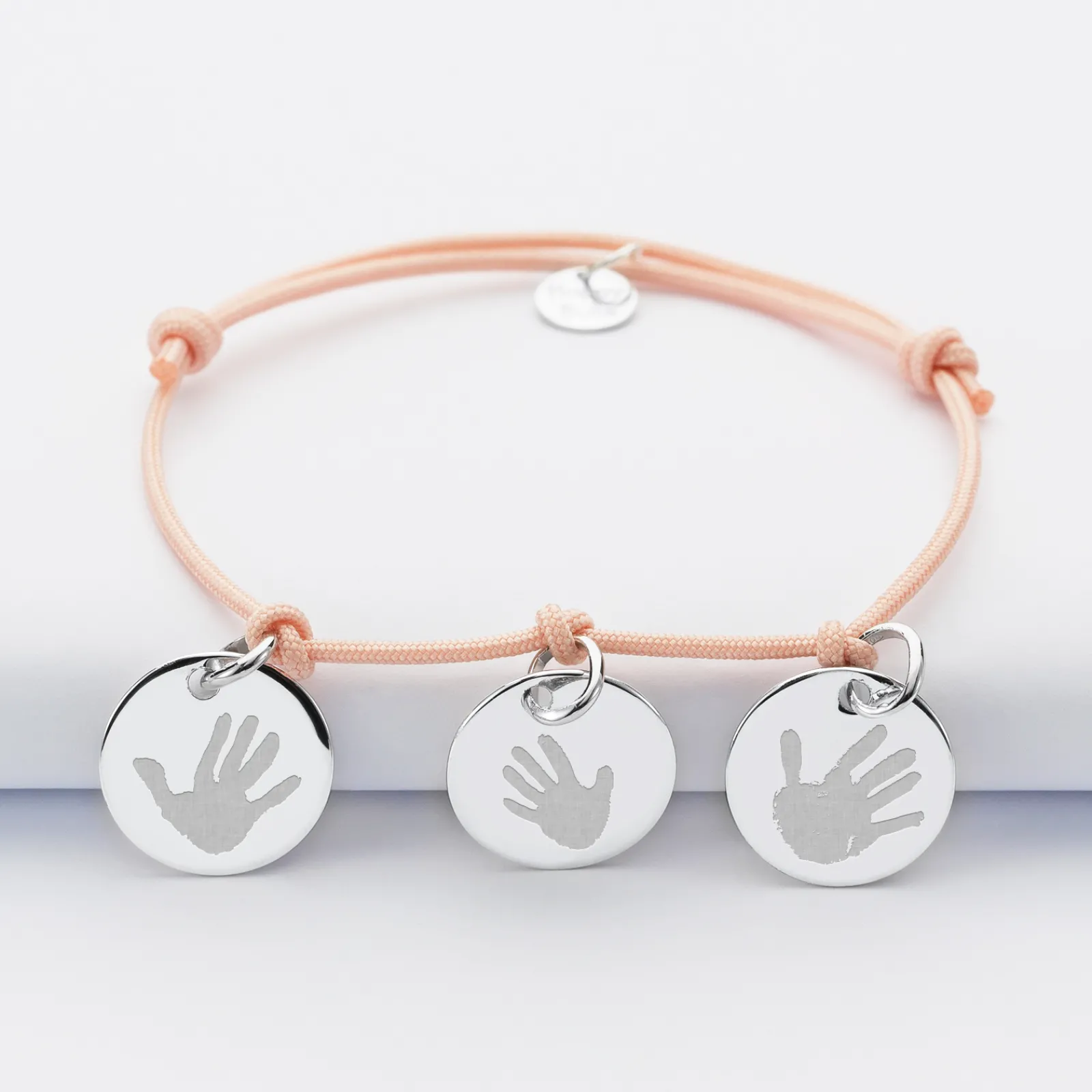 Sale HappyBulle Bracelet personnalisé 3 médailles gravées argent 15 mm