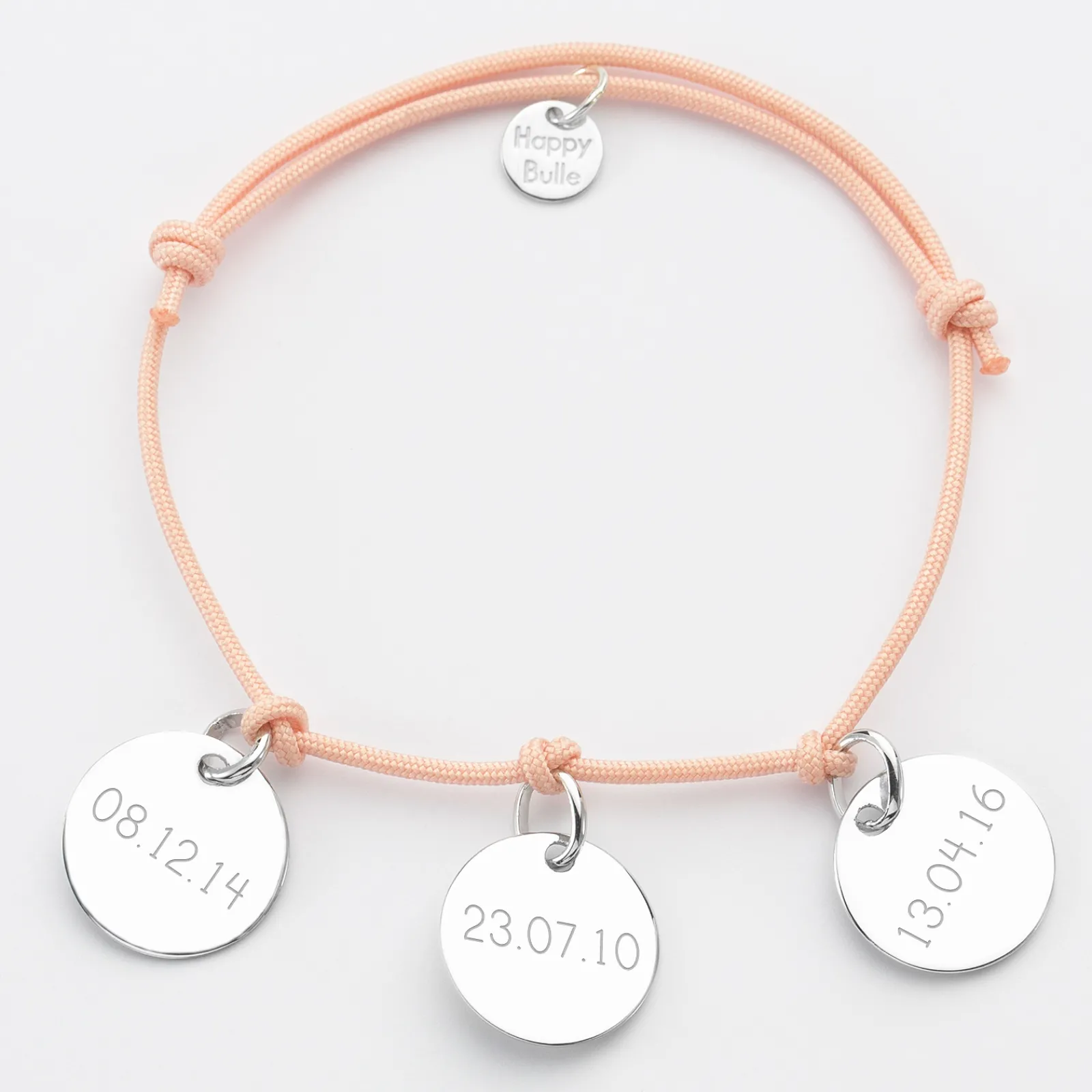 Sale HappyBulle Bracelet personnalisé 3 médailles gravées argent 15 mm