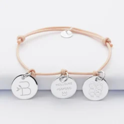 Sale HappyBulle Bracelet personnalisé 3 médailles gravées argent 15 mm