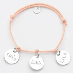 Sale HappyBulle Bracelet personnalisé 3 médailles gravées argent 15 mm