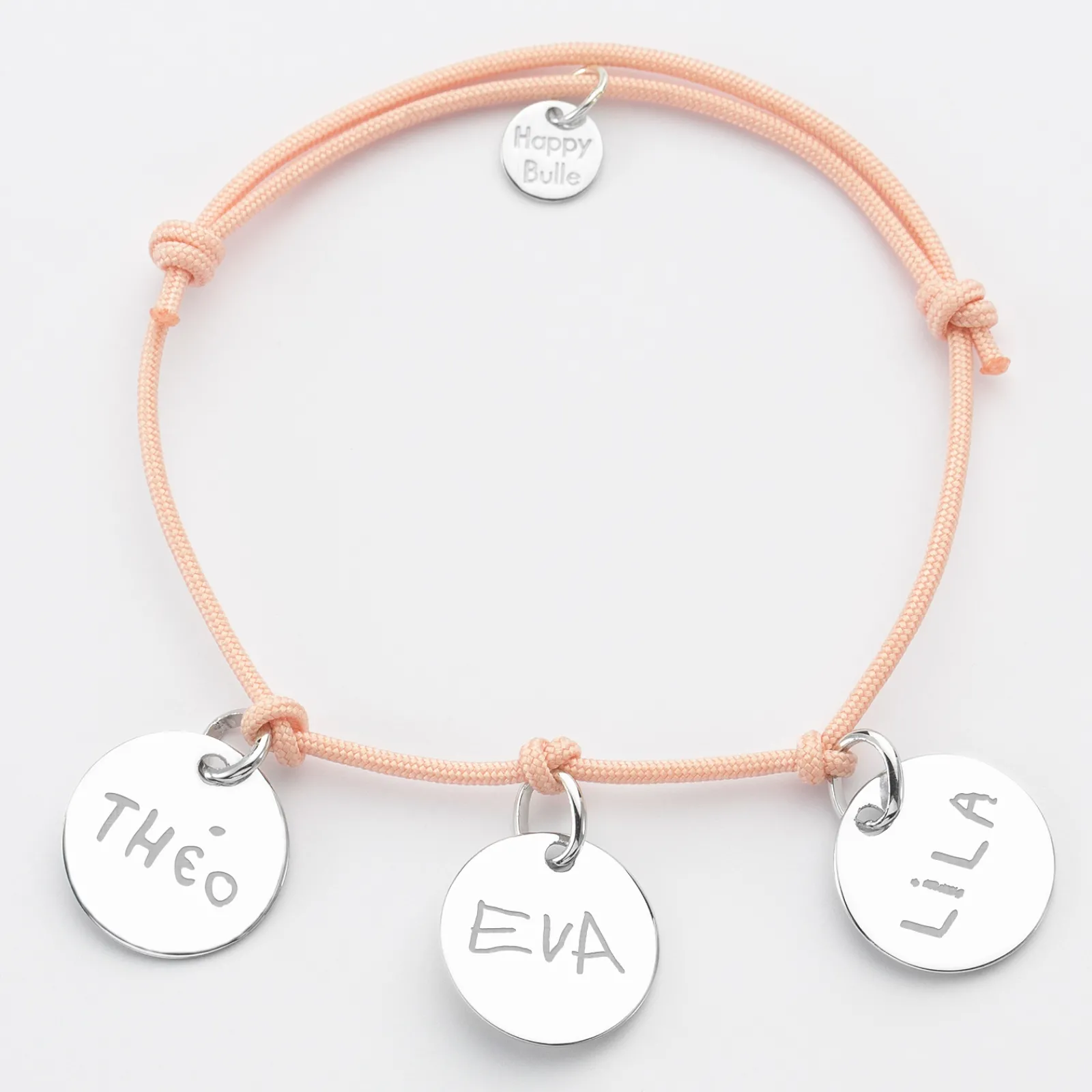 Sale HappyBulle Bracelet personnalisé 3 médailles gravées argent 15 mm