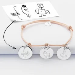 Sale HappyBulle Bracelet personnalisé 3 médailles gravées argent 15 mm