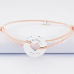 Clearance HappyBulle Bracelet personnalisé médaille gravée argent cible coeur 21 mm Argent rhodié 925