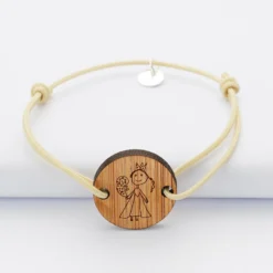 Clearance HappyBulle Bracelet personnalisé médaille gravée ronde 2 trous 21 mm Bois