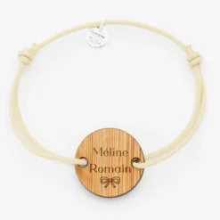 Clearance HappyBulle Bracelet personnalisé médaille gravée ronde 2 trous 21 mm Bois