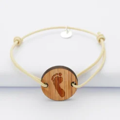 Clearance HappyBulle Bracelet personnalisé médaille gravée ronde 2 trous 21 mm Bois