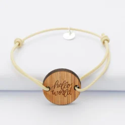 Clearance HappyBulle Bracelet personnalisé médaille gravée ronde 2 trous 21 mm Bois