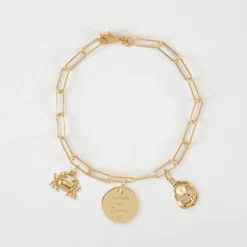 Hot HappyBulle Bracelet personnalisé petites mailles médaille gravée plaqué or 15 mm et breloque(s) summer - à composer Plaqué or 18k