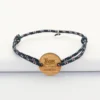 Best HappyBulle Bracelet Témoin homme personnalisé cordage marin simple médaille gravée bois ronde 2 trous 21 mm