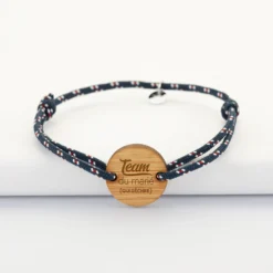 Best HappyBulle Bracelet Témoin homme personnalisé cordage marin simple médaille gravée bois ronde 2 trous 21 mm
