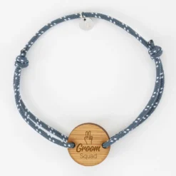 Best HappyBulle Bracelet Témoin homme personnalisé cordage marin simple médaille gravée bois ronde 2 trous 21 mm