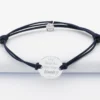 Clearance HappyBulle Bracelet Témoin homme personnalisé cordon doublé médaille gravée argent 2 trous 20 mm
