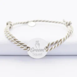 Discount HappyBulle Bracelet Témoin homme personnalisé cordon marin tressé médaille gravée argent 2 trous 20 mm