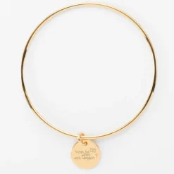 HappyBulle Bracelet Témoin personnalisé jonc plaqué or médaille gravée 15 mm Plaqué or 18k