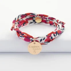 Online HappyBulle Bracelet Témoin 3 tours Liberty personnalisé médaille gravée plaqué or 15 mm Plaqué or 18k
