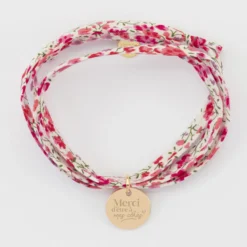 Online HappyBulle Bracelet Témoin 3 tours Liberty personnalisé médaille gravée plaqué or 15 mm Plaqué or 18k