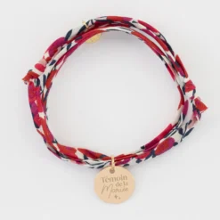 Online HappyBulle Bracelet Témoin 3 tours Liberty personnalisé médaille gravée plaqué or 15 mm Plaqué or 18k