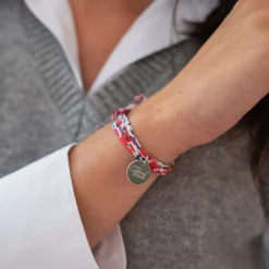 Sale HappyBulle Bracelet Témoin 3 tours Liberty personnalisé médaille gravée argent 15 mm Argent rhodié 925