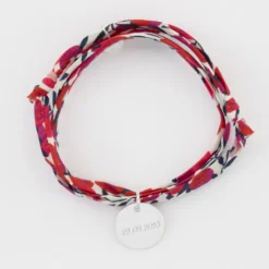 Sale HappyBulle Bracelet Témoin 3 tours Liberty personnalisé médaille gravée argent 15 mm Argent rhodié 925