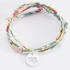 Sale HappyBulle Bracelet Témoin 3 tours Liberty personnalisé médaille gravée argent 15 mm Argent rhodié 925