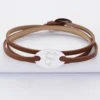 Hot HappyBulle Bracelet 3 tours cuir personnalisé médaille gravée argent ovale 2 trous 25x16 mm