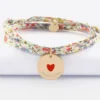 Outlet HappyBulle Bracelet 3 tours Liberty personnalisé médaille gravée plaqué or coeur émail rouge 19 mm - x Atelier Wagram