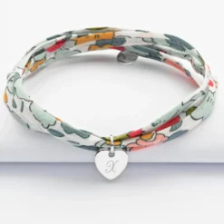 Online HappyBulle Bracelet 3 tours Liberty personnalisé initiale médaille gravée argent coeur 10 mm Argent rhodié 925